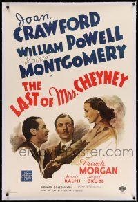 9y122 LAST OF MRS. CHEYNEY linen C 1sh '37 jewel thief Joan Crawford, William Powell, Montgomery