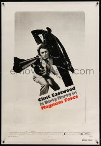 9y140 MAGNUM FORCE linen 1sh '73 Clint Eastwood is Dirty Harry pointing his huge gun by target!