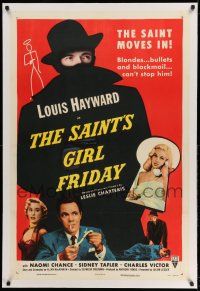 9y196 SAINT'S GIRL FRIDAY linen 1sh '54 sexy Diana Dors & bullets can't stop Louis Hayward!