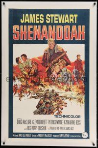 9y202 SHENANDOAH linen 1sh '65 James Stewart, Civil War, great Frank McCarthy artwork!