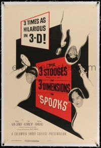 9y210 SPOOKS linen 3D 1sh '53 The Three Stooges with Shemp are three times as hilarious in 3-D!