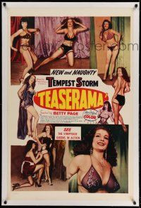 9y220 TEASERAMA linen 1sh '55 Bettie Page, the nation's top pin-up queen, naughty Tempest Storm!
