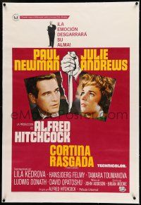 9y239 TORN CURTAIN linen Spanish/U.S. export 1sh '66 Paul Newman, Julie Andrews, Alfred Hitchcock