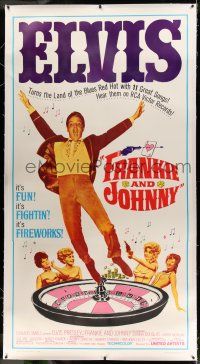 9z012 FRANKIE & JOHNNY linen 3sh '66 Elvis Presley turns the land of the blues red hot, roulette!