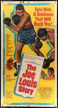 9z019 JOE LOUIS STORY linen 3sh '53 art of the heavyweight champion boxer knocking out opponent!