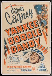 9z095 YANKEE DOODLE DANDY linen Aust 1sh '42 James Cagney classic biography of George M. Cohan!
