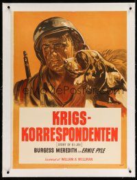 9z104 STORY OF G.I. JOE linen Danish '49 different Wenzel art of soldier Burgess Meredith & dog!