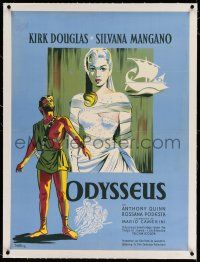 9z105 ULYSSES linen Danish '55 different Stilling art of Kirk Douglas & Silvana Mangano, Odysseus!