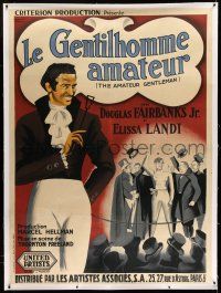 9z051 AMATEUR GENTLEMAN linen French 1p '36 different Bouissoud art of Douglas Fairbanks Jr.!