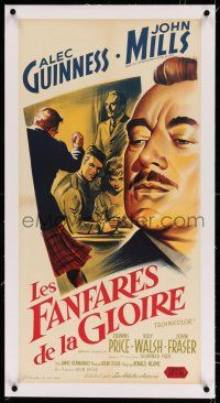 9z117 TUNES OF GLORY linen French 16x32 '60 different art of Scottish Alec Guinness & John Mills!