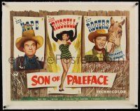 9z074 SON OF PALEFACE linen style A 1/2sh '52 Roy Rogers & Trigger, wacky Bob Hope, Jane Russell!