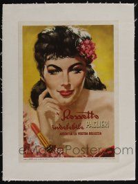 9z088 PAGLIERI linen 9x12 Italian advertising poster '51 art of beautiful brunette woman & lipstick!
