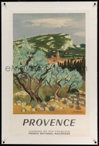 9z085 FRENCH NATIONAL RAILROADS linen 25x39 French travel poster '65 Yves Brayer art of Provence!