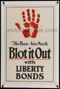 9z081 BLOT IT OUT linen 20x30 WWI war poster '16 with Liberty Bonds, cool art by J. Allen St. John!