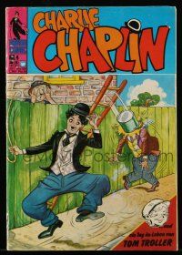 1a376 CHARLIE CHAPLIN #4 German comic book '73 cartoon art of the Tramp knocking over ladder!