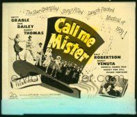 1a014 CALL ME MISTER glass slide '51 cool image of Betty Grable, Dan Dailey & cast on giant top hat!