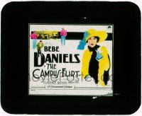 1a016 CAMPUS FLIRT glass slide '26 great artwork of sexy Bebe Daniels winking at college boys!