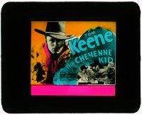 1a020 CHEYENNE KID glass slide '33 rodeo cowboy Tom Keene is mistaken for an outlaw!