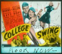 1a022 COLLEGE SWING glass slide '38 George Burns & Gracie Allen, Betty Grable & Bob Hope!
