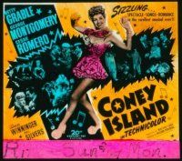 1a025 CONEY ISLAND glass slide '43 sexy dancer Betty Grable, Cesar Romero, George Montgomery