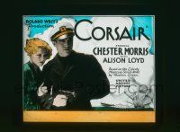 1a026 CORSAIR glass slide '31 ship captain Chester Morris with gun & pretty Thelma Todd!