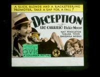 1a029 DECEPTION glass slide '32 Leo Carillo is a promoter who works with slick blonde Thelma Todd!