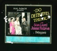 1a032 DO DETECTIVES THINK glass slide '27 Stan Laurel & James Finlayson, but no Oliver Hardy!
