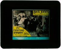 1a037 FIGHTING SHERIFF glass slide '31 Buck Jones fights his way to glory and romance!