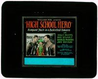 1a052 HIGH SCHOOL HERO glass slide '27 first basketball movie, players in uniform by sexy girl!