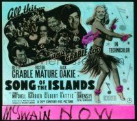 1a115 SONG OF THE ISLANDS style B glass slide '42 sexy Betty Grable, Victor Mature & many others!