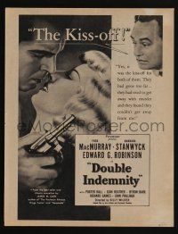 1a222 DOUBLE INDEMNITY magazine ad '44 Billy Wilder, Barbara Stanwyck, Fred MacMurray, Robinson!