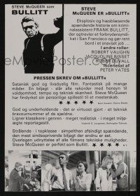 1a488 BULLITT Danish pressbook '68 great images of Steve McQueen, Peter Yates car chase classic!