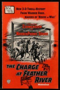 1a604 CHARGE AT FEATHER RIVER 3D pressbook '53 great 3-D artwork of cowboys riding off the screen!