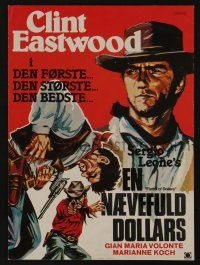 1a495 FISTFUL OF DOLLARS Danish pressbook '67 introducing man with no name, Clint Eastwood, cool art