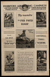 1a690 FOUR FOOTED RANGER pressbook '28 Dynamite the Wonder Police Dog, Universal thrill feature!