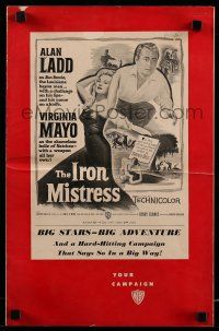 1a772 IRON MISTRESS pressbook '52 Alan Ladd as Jim Bowie w/ his famous knife & sexy Virginia Mayo!