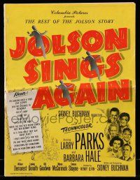 1a776 JOLSON SINGS AGAIN pressbook '49 Larry Parks as Al in the rest of The Jolson Story!