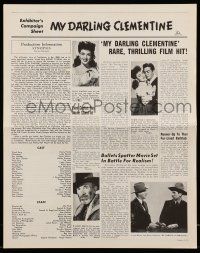 1a846 MY DARLING CLEMENTINE pressbook R60s John Ford, Linda Darnell will be your box office darling