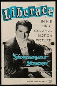 1a901 SINCERELY YOURS pressbook '55 pianist Liberace brings a crescendo of love to empty lives!