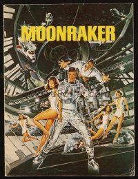 1a300 MOONRAKER English souvenir program book '79 Roger Moore as James Bond, art by Daniel Goozee!
