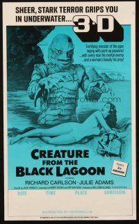 1a451 CREATURE FROM THE BLACK LAGOON 9x14 college campus poster R70s grips you in underwater 3-D!