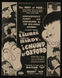 1a162 CHUMP AT OXFORD Australian trade ad '40 great different art & photos of Laurel & Hardy!
