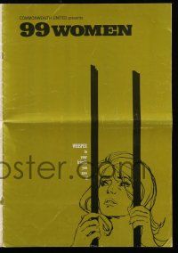 1a522 99 WOMEN pressbook '69 Jess Franco's 99 Mujeres, they're behind bars without men, cool art!