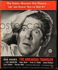 1a542 ARKANSAS TRAVELER pressbook '38 great super close up of worried Bob Burns!