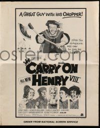 1a599 CARRY ON HENRY VIII pressbook '72 Sidney James, Kenneth Williams, wacky execution art!