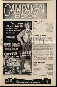 1a601 CATTLE QUEEN OF MONTANA pressbook R50s cowgirl Barbara Stanwyck & Ronald Reagan!