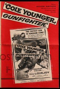 1a610 COLE YOUNGER GUNFIGHTER pressbook '58 Frank Lovejoy has the fastest gun to Kingdom Come!