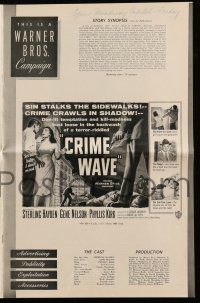 1a626 CRIME WAVE pressbook '53 ex-cons Nelson, de Corsia & Bronson hide out with Hayden & Kirk!