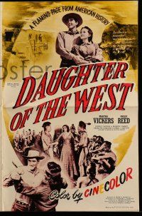 1a639 DAUGHTER OF THE WEST pressbook '49 Martha Vickers, a flaming page from American history!