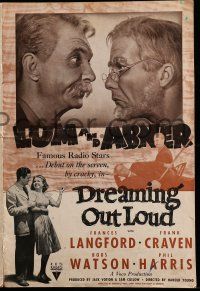 1a663 DREAMING OUT LOUD pressbook '40 famous radio stars Lum & Abner with pretty Frances Langford!